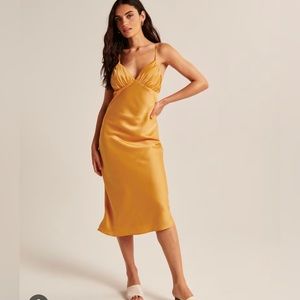 Abercrombie yellow satin dress